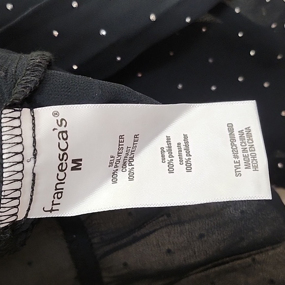 Francesca Womens Top Laurie Tie Front Tiered Blouse Polka Dot Beaded Sz Meduim - Picture 16 of 16
